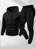 2025 Men's Logo Pullover Hoodie & Pants Set - Long Sleeve, Loose Fit