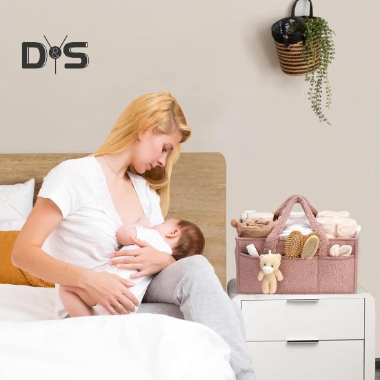 Baby Diaper Caddy with Handle Multiple Compartments Large Capacity Portable Baby Diaper Caddy Organizer Storage Bag