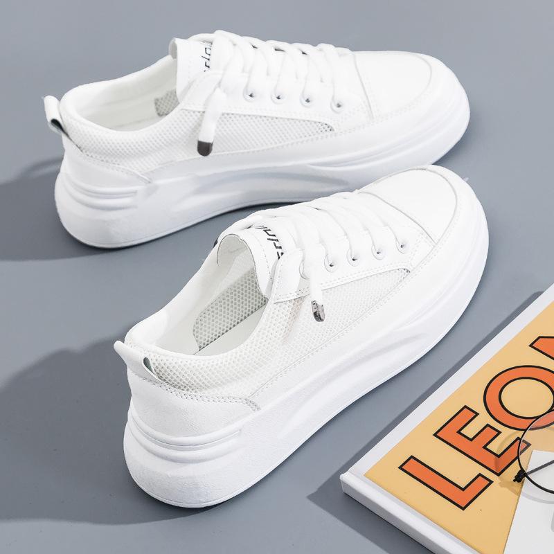 

Маленькие белые туфли женские осенние новые студенческие универсальные модные туфли толстая подошва увеличивающие рост дышащие спортивные белые туфли Size 40 is too small, please take one size larger