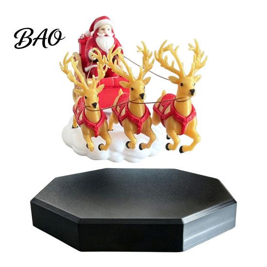 Innovative Christmas Gift Idea Floating Santa Sleigh, Flying Sleigh Magnetic Levitation Decorations, Magic Rotating Decoration Claus Tabletop Ornament