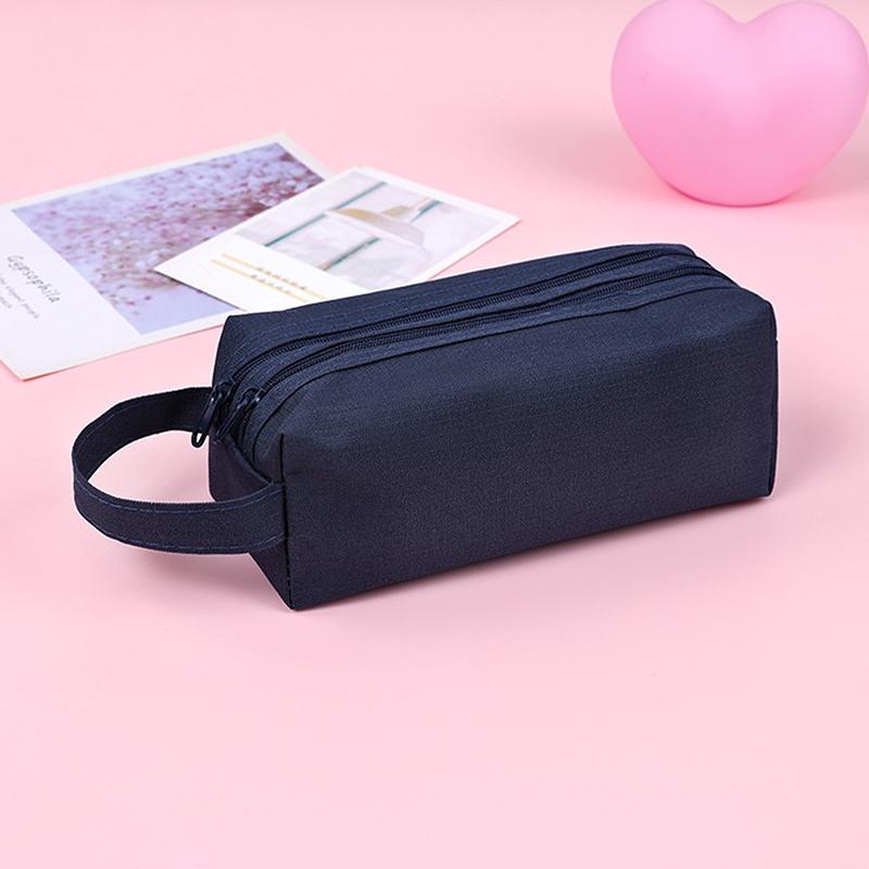Dvouvrstvé zipové pouzdro na tužky, taška na uložení psacích potřeb, velká kapacita, jednobarevné pouzdro na tužky, školní potřeby