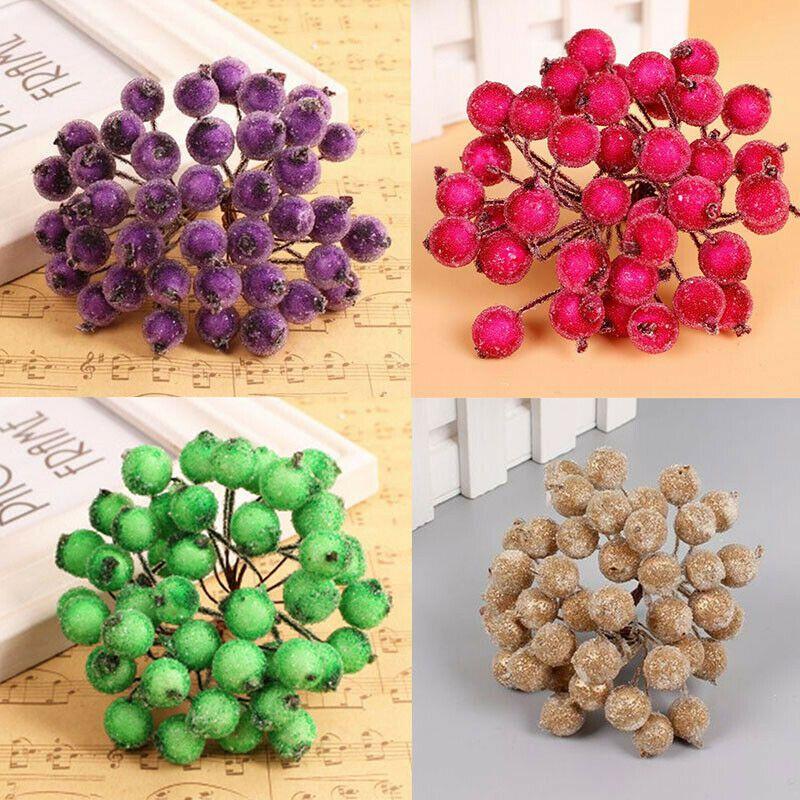 Mini Weihnachts-Schaum Vereiste Frucht Künstliche Stechpalmenbeere Blume Für Elegante Heimdekoration