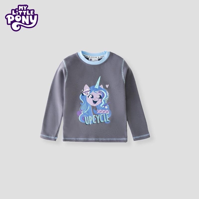Girls' Cartoon Long-Sleeve Cotton T-Shirt - Spring/Autumn Fashionable Color Block Top