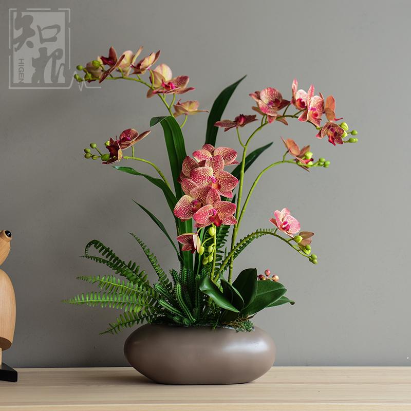 Реалистичный ПУ Фаленопсис Бонсай Искусственный Цветочный Горшок для Гостиной или Свадебного Декора