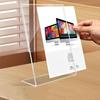 4-Pack Acrylic Sign Holder | Transparent Display Stand for Brochures,Posters - Modern Vertical Plastic Frame for Office Desk Use