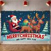 Holiday Banner Santa Claus Theme Santa Sleigh Backdrop Reindeer Backdrop Gift Box Decoration Christmas Tree Background