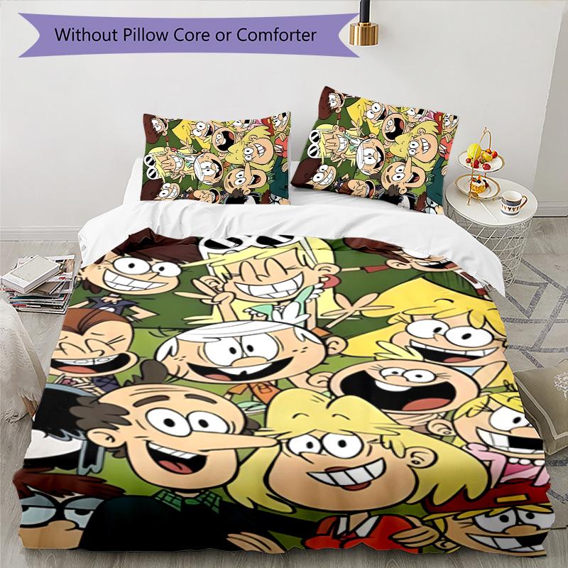 Loud House 3pcs Bedding Set Duvet Cover Closure Includes 1 Duvet Cover & 2 Pillowcases for All Seasons Bedroom Home Dorm Decor