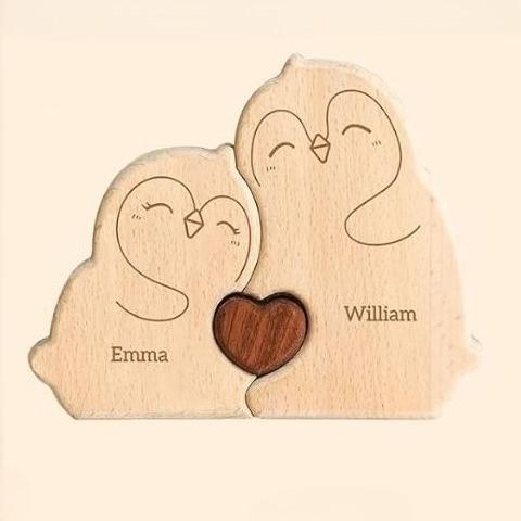 New Penguin Family Wooden Puzzle Decoration Customization Name Puzzle Accessories DIY Birthday Gift Thanksgiving Gift