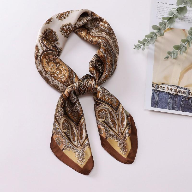 Elegant Silk Square Scarf Women - Lightweight Neck Wrap Sun Protection Stylish Accessory In Navy Blue Black Beige Red