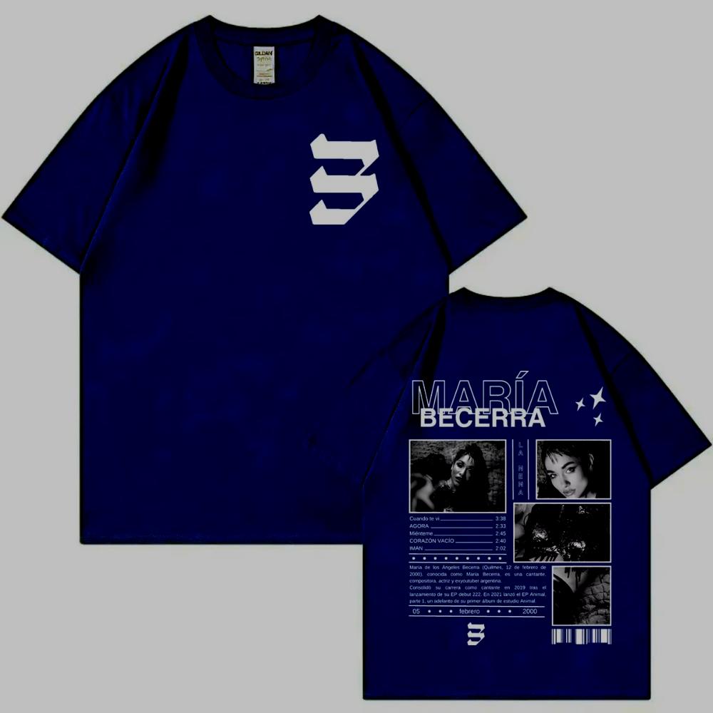 Singer Maria Becerra Album Merch T-shirts Vintage Aesthetic Short Sleeve T Shirt Men's Women's Oversized T-shirts
