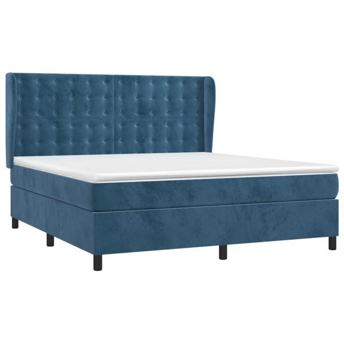 Maison Exclusive - Sommier à lattes de lit et matelas Bleu foncé 160x200cm Velours