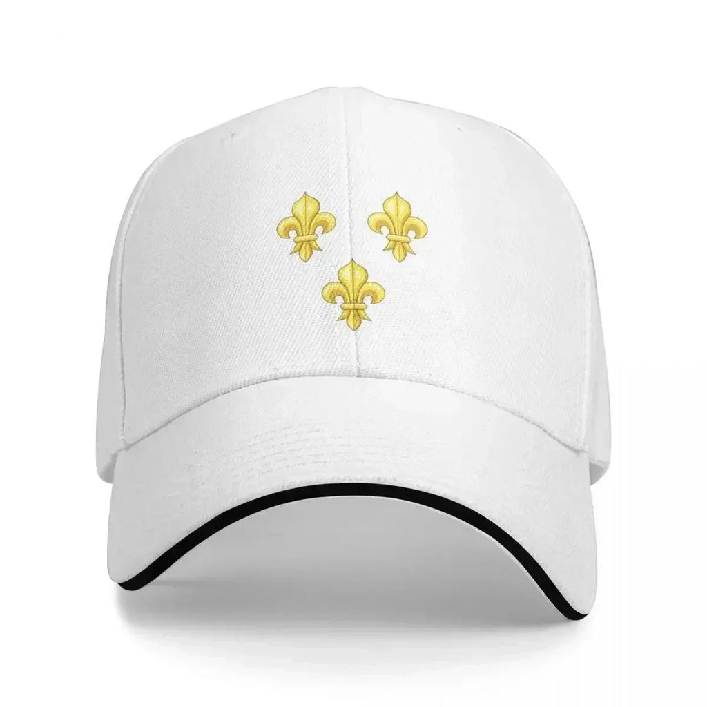 Blason France moderne French royal golden yellow fleur de lys lis blue King of France coat of arms vintage white b Baseball Cap
