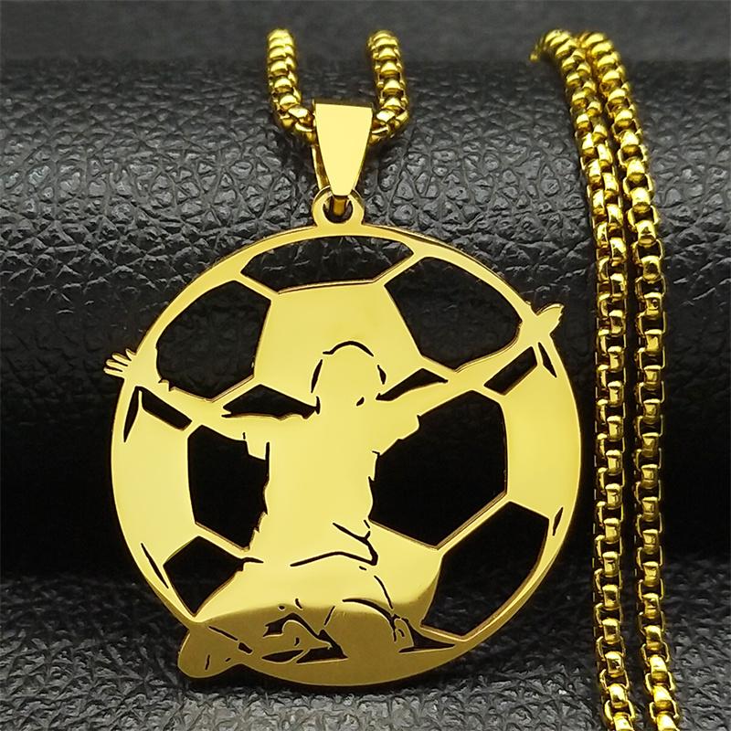 Soccer Football Goalkeeper Necklace For Women Men Stainless Steel Gold Silver Color Sports Spirit Chain Jewelry Gifts Collar