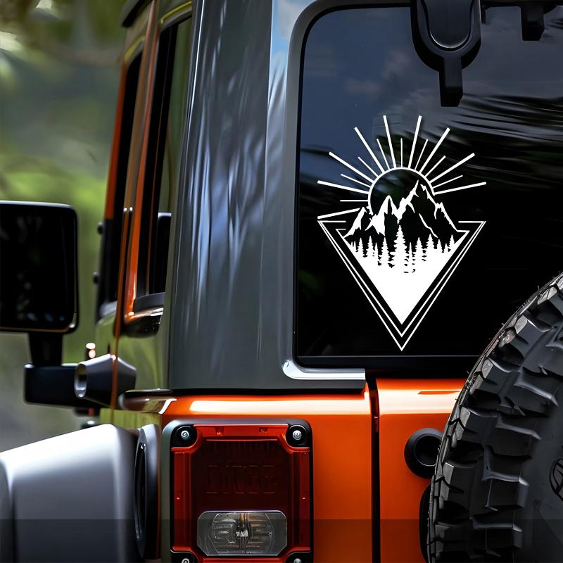 Mountain geometry jungle mountains sun creative&funny stickers for cartoon fans&lover,high quality for car trucks motorcycles