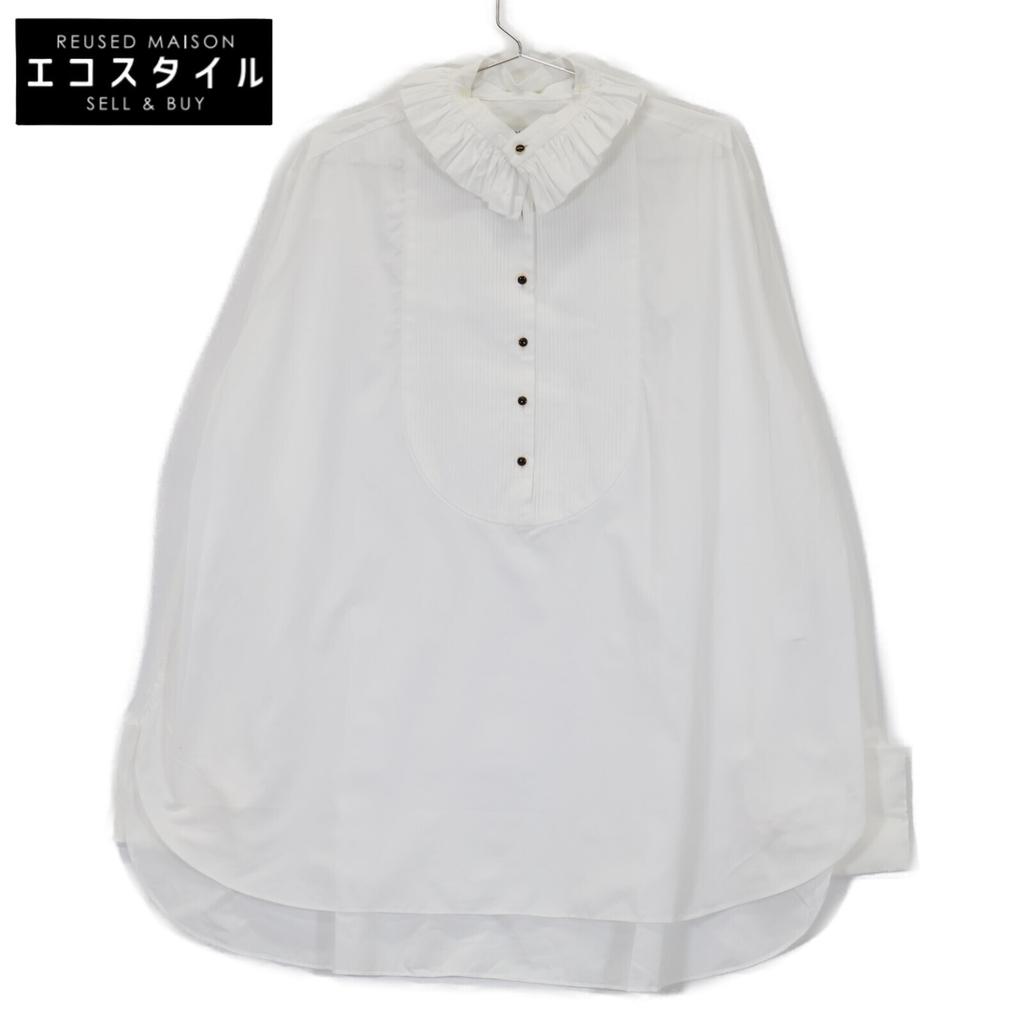 PRUNE GOLD SCHMIDT White PGICOSHI008J Front button frill shirt tops 36 whiteUsed
