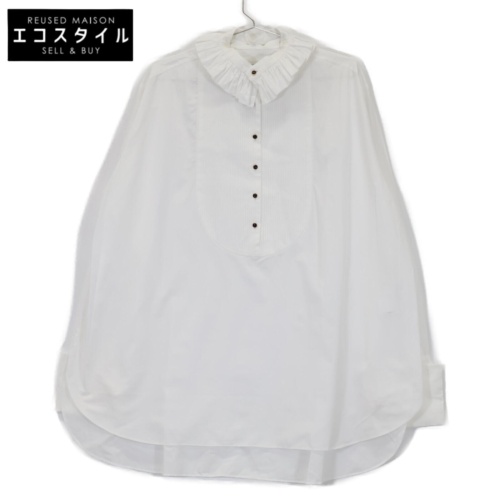 

PRUNE GOLD SCHMIDT White PGICOSHI008J Front button frill shirt tops 36 whiteUsed