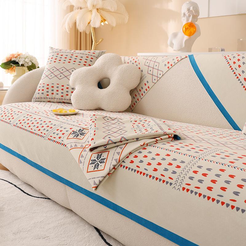 Coussin de canapé en velours diamant quatre saisons coussin en cuir antidérapant général housse de canapé en peluche d'hiver housse de serviette en tissu