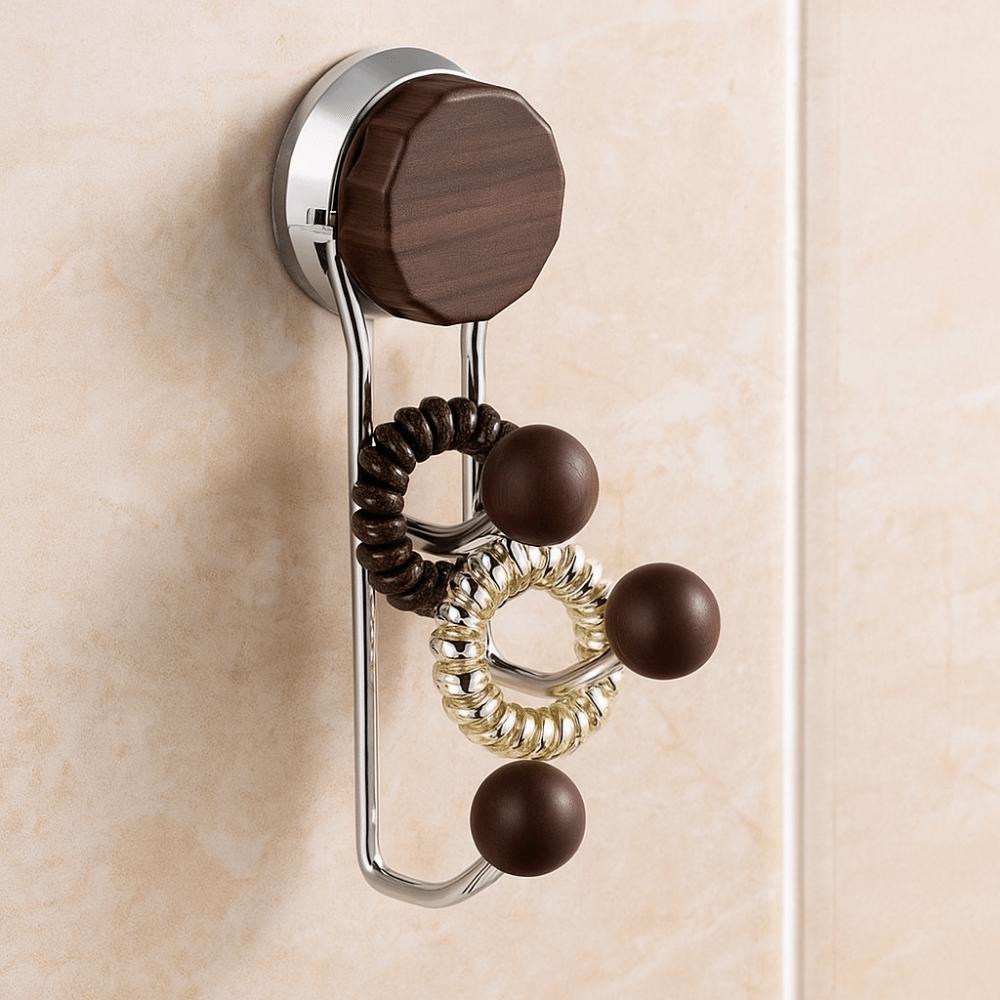 Stainless Steel Suction Cup Hook Antique Hair Ring Storage Hook Vertical Hook Shelf Toilet