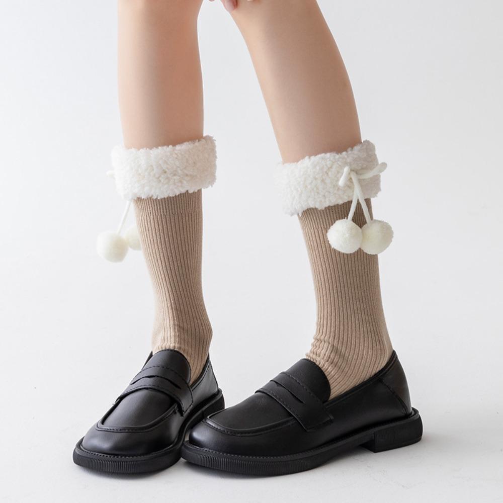 

Sweet Snow Boot Socks Middle Tube Female Hosiery New Bow Middle Tube Socks Winter Christmas Gifts