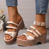 N Nü Korean Summer Muffin Platform Slipper Women's Wedge Peep Toe Bow High Heel Sandal