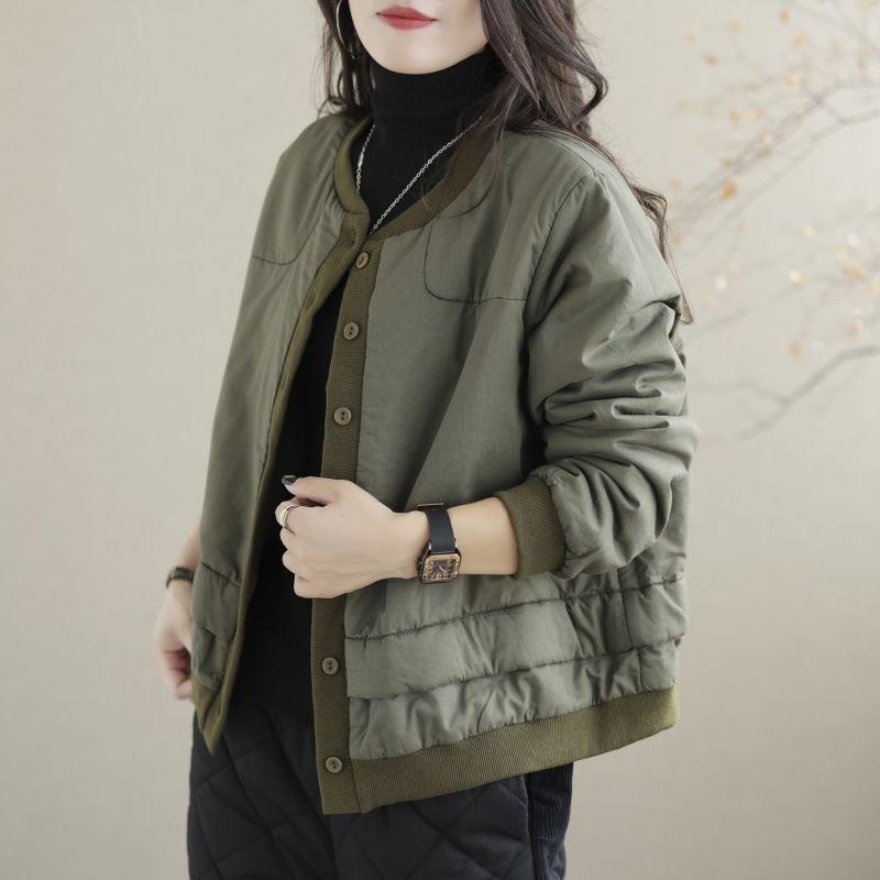 Autumn and winter new thickened warm long-sleeved cotton-padded jacket for women's loose and thin casual cotton-padded clothes