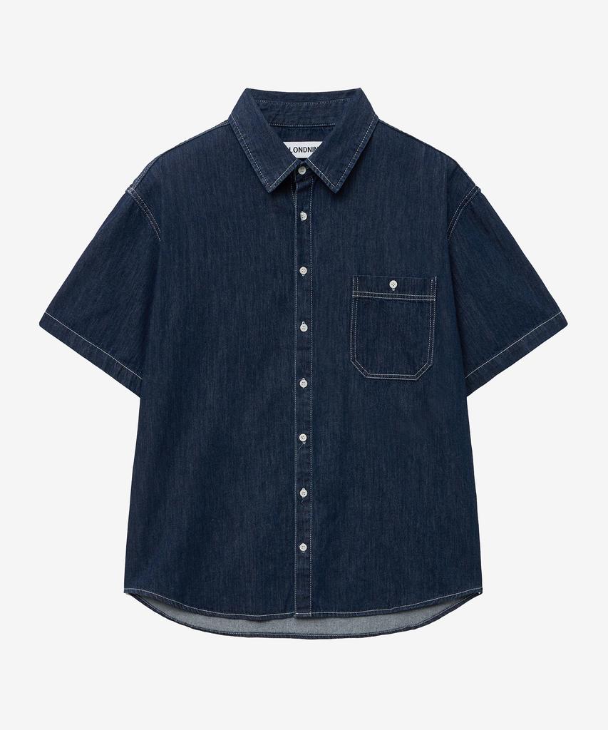 BLOND9 Pocket Half Denim Shirt_Dark Indigo