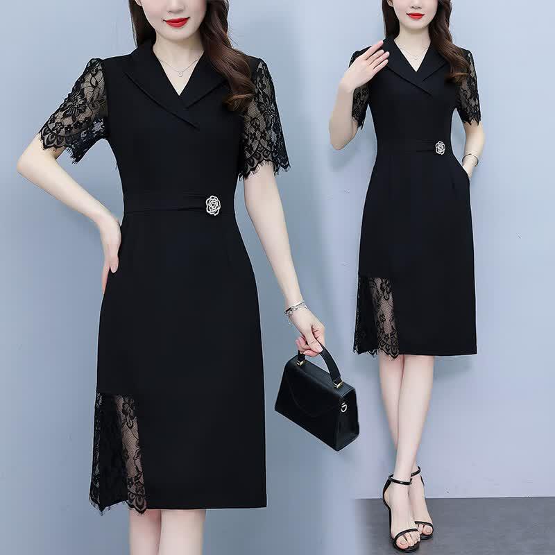 Etam 2026 Summer Lace Panel Suit Collar Dress