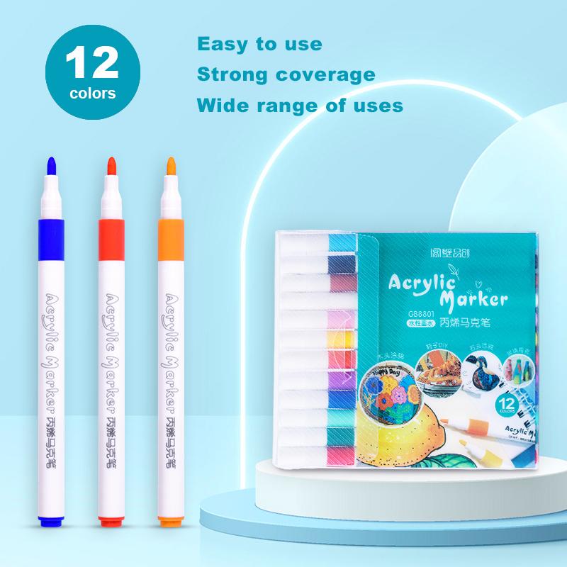 

12-80 Colors Acrylic Paint Art Marker Pens DIY Hand Drawn Painting Drawing for Glass Fabric Card Ceramic Stone Mug Clothes Shoes