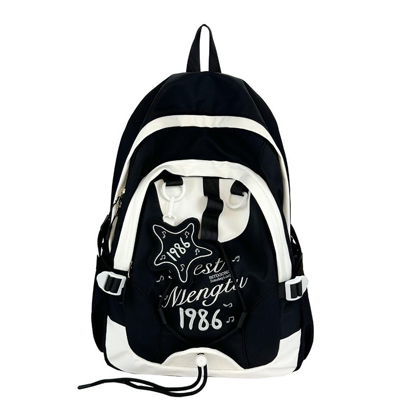 

College Backpack For Junior High School Students Contrast Color Lightweight Large Capacity Backpack чёрный