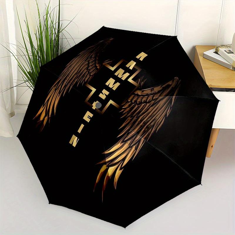 

1pc Winged Cross Symbol Umbrella with Plastic Handle,Suitable for All Seasons Home Travel Outdoor UmbrellaM1033