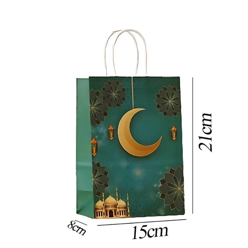 Ramadan Kraft Paper Gift Bags for Cookies Bulk Eid Mubarak Party Decor Islamic Favor Bags with Karim Design Festival Supplies