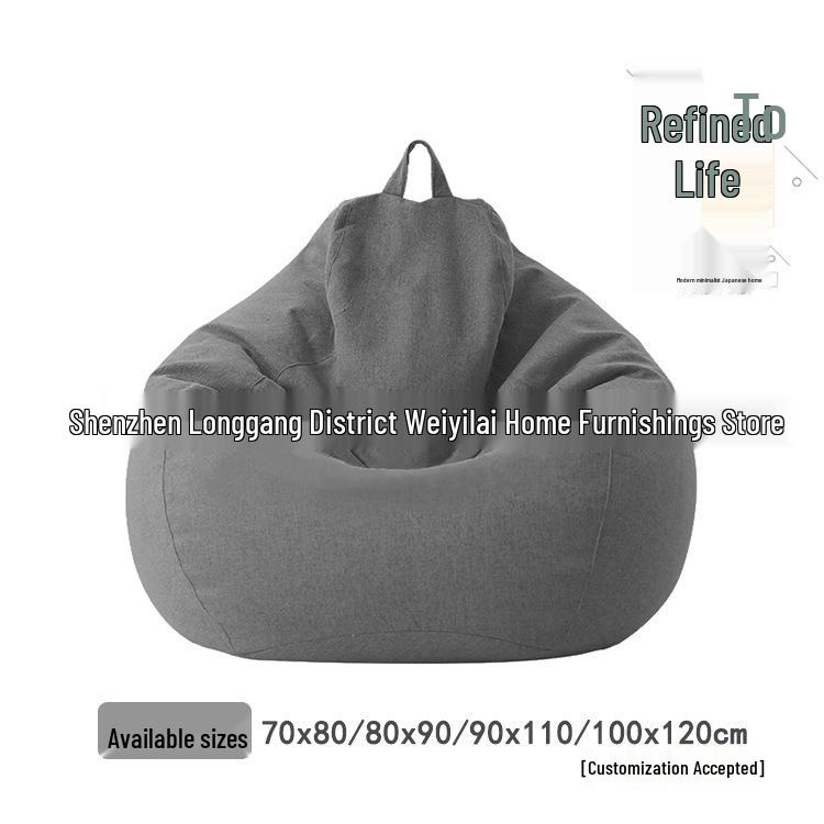 Fodera per Pouf in Cotone Lino Stile Giapponese con Cuscino Poggiapiedi