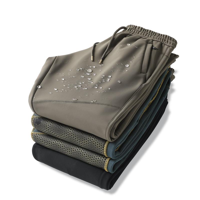 Winter Trousers for Men Fleece-Lined, Thickened, Loose-Fit Windproof, Waterproof, Warm Casual Sports Trousers