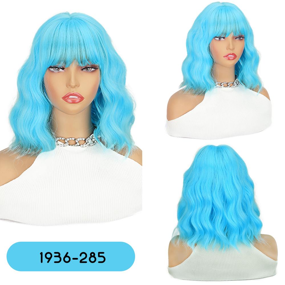 XINRAN Perucă Sintetică Lungime Umeri cu Breton Scurt Ondulat Cârlionțat Fibră Rezistentă la Căldură Perucă Pentru Femei Utilizare Zilnică Petrecere