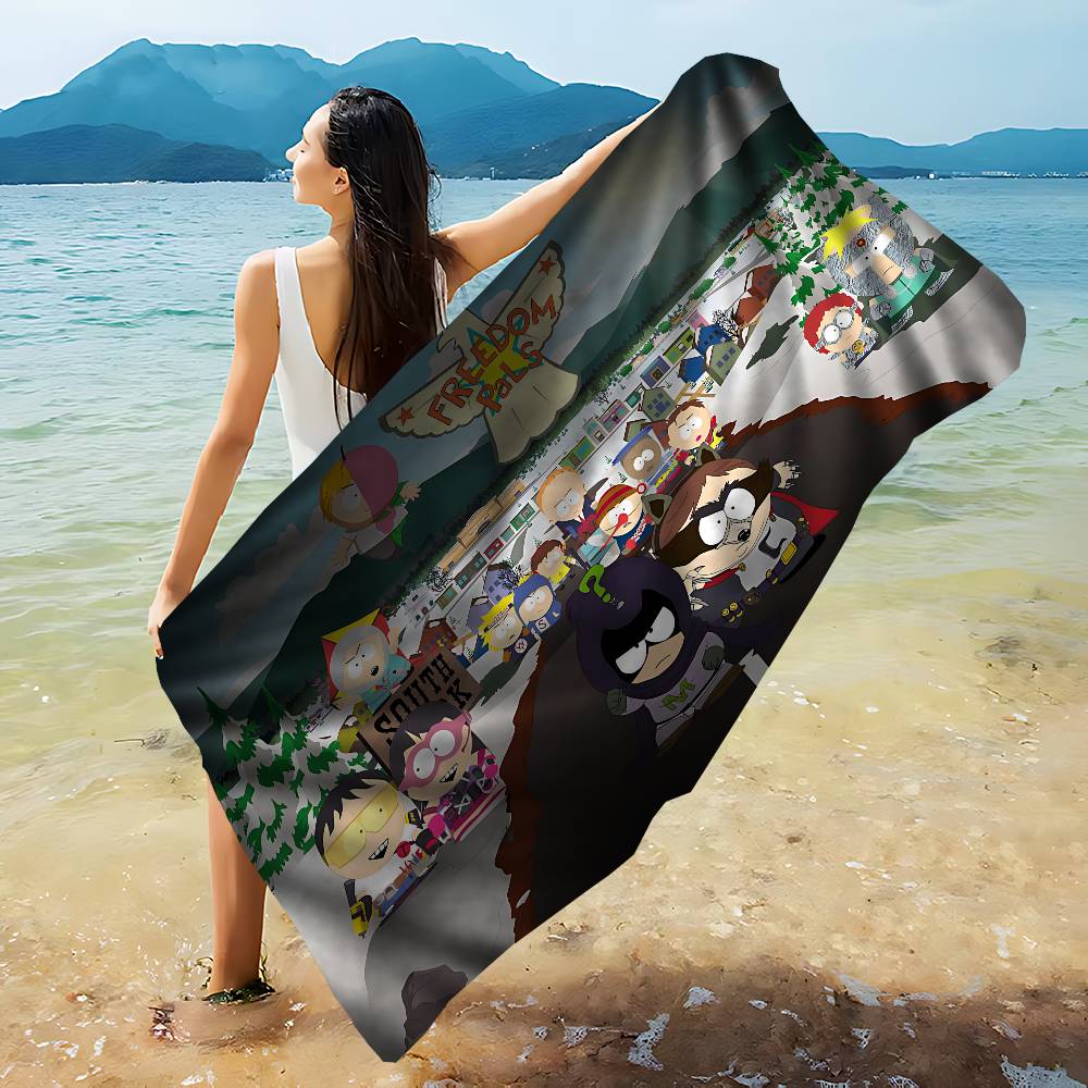 Classic animation S-South Cartoon Park Microfiber Blanket Quick Drying Beach Towels Oversized Printing Super Absorbent Pool