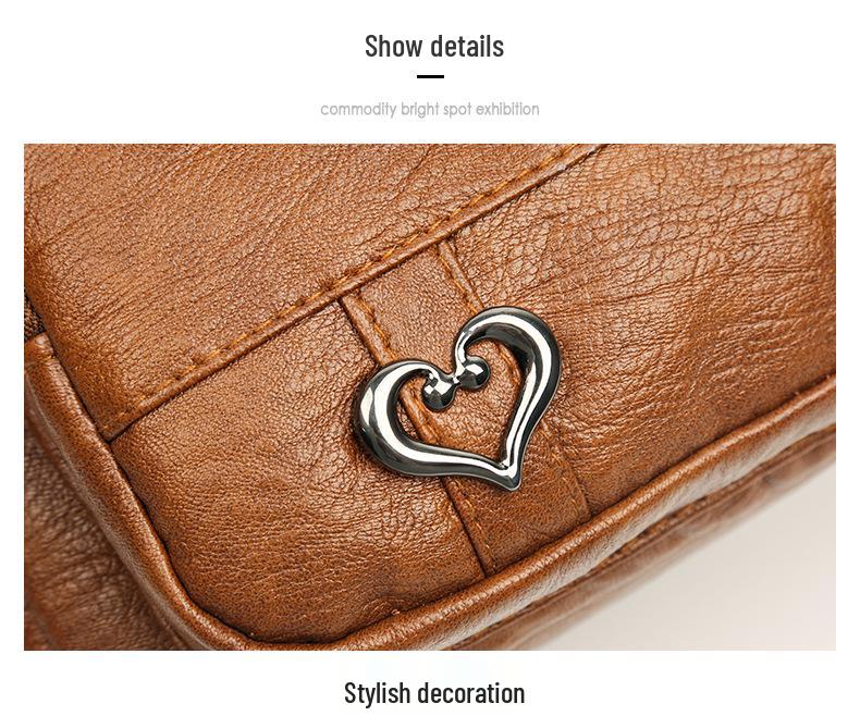 Versatile Crossbody Soft Leather Bags for Women - Multi-Pocket Shoulder Bags for Middle-Aged and Elderly, Ideal for Travel.