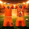 Summer New Haaland #9 Football Jersey Sports Short Sleeve T-shirts and Shorts Set Breathable Soft Fan Clothing Family Kids Tees
