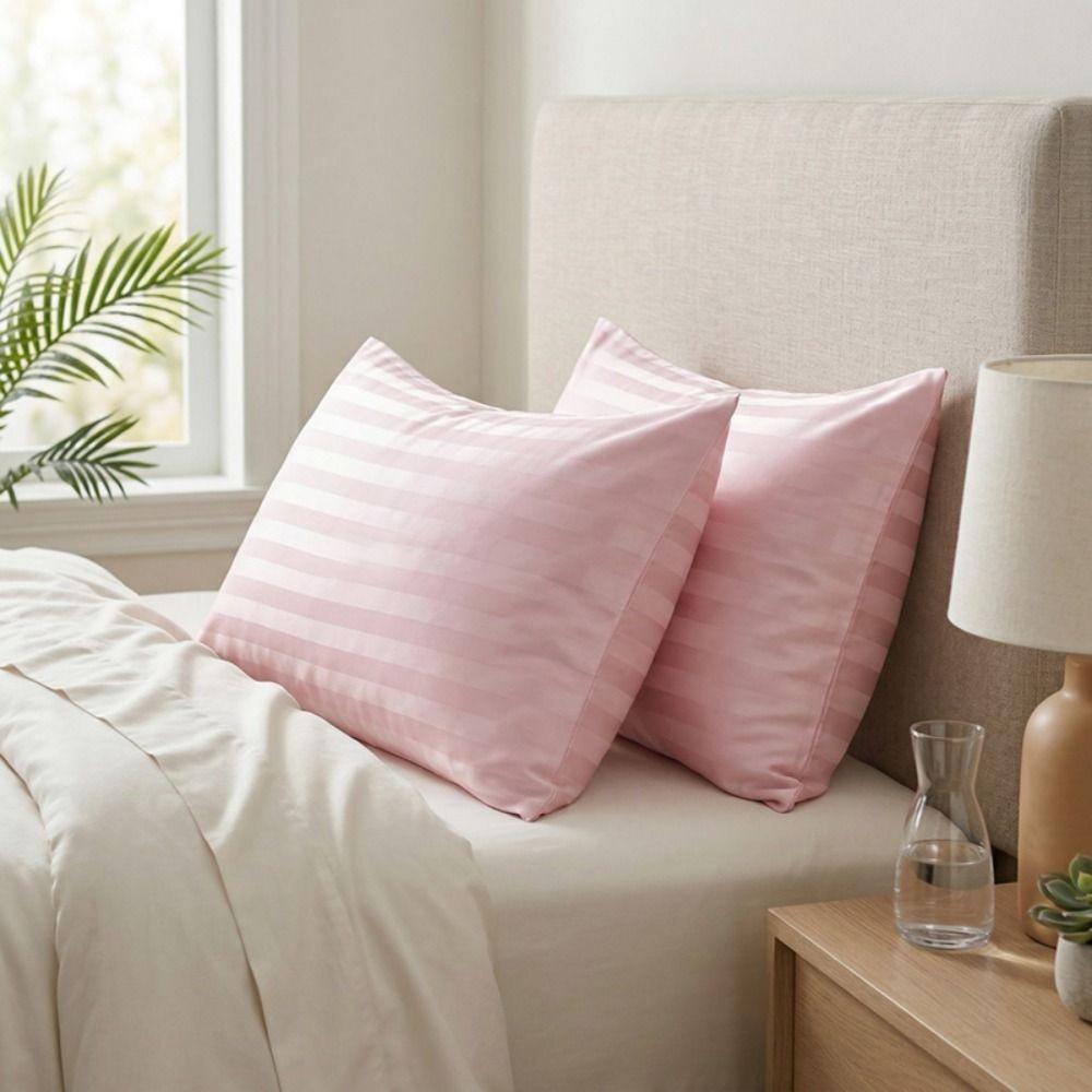 Glossy Jacquard Pillow Cover Envelope Closure Hotel Pillowcase  Bedroom