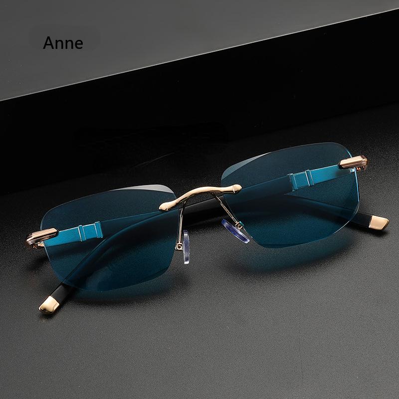 Alloy Frameless Women&Men Sun Reading Glasses Blocking Blue Light Sunglasses Spectacles Reading Glasses 0+1.0+1.5+2.0+2.5