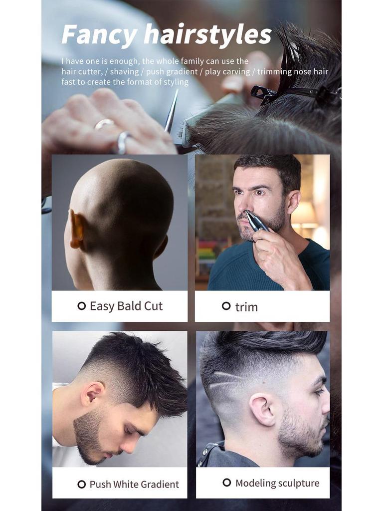 Dual Function Professional Electric Hair and Nose Trimmer - Retro Design for Precision Styling