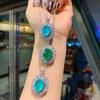 Huameimei Cross Border New Simulated Grandmother Emerald Necklace Artificial Paraiba Pendant