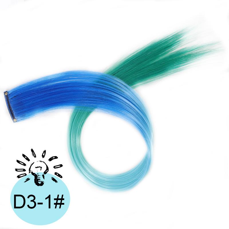 One Card Gradient Hanging Ear Dye Three Color Hair Extension Wig BB Clip Colored Wig Women's Synthetic Wig Halloween Music Festival Party Use