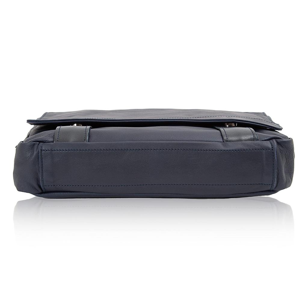 Doubles Crossbody Genuine Leather Shoulder A4 Navy Men's Bag, Size, VWE-1926,