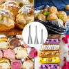 Stainless Steel Cream Piping Tips Set Lightweight Pastry Icing Decorating Tools with 3 Long Puff Nozzles Cream Puff Decorating Kit