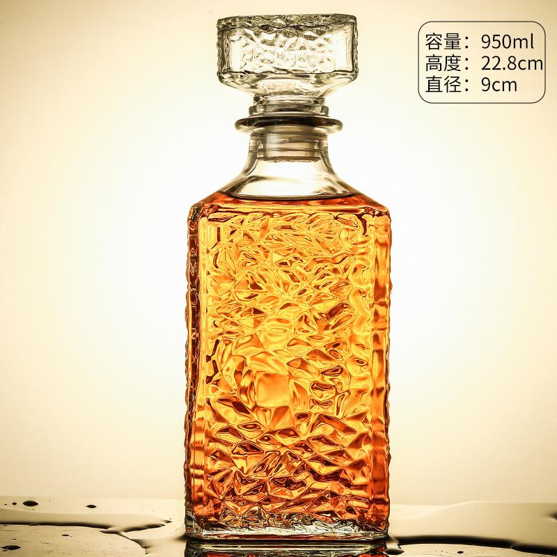 Decantador de Whisky Vodka Vino 950ml Botella de Vino Estilo Europeo Cuadrada Botella de Copa de Vino Cerveza Licores Vidrio Barra Decoración Hogar 2025 Nuevo