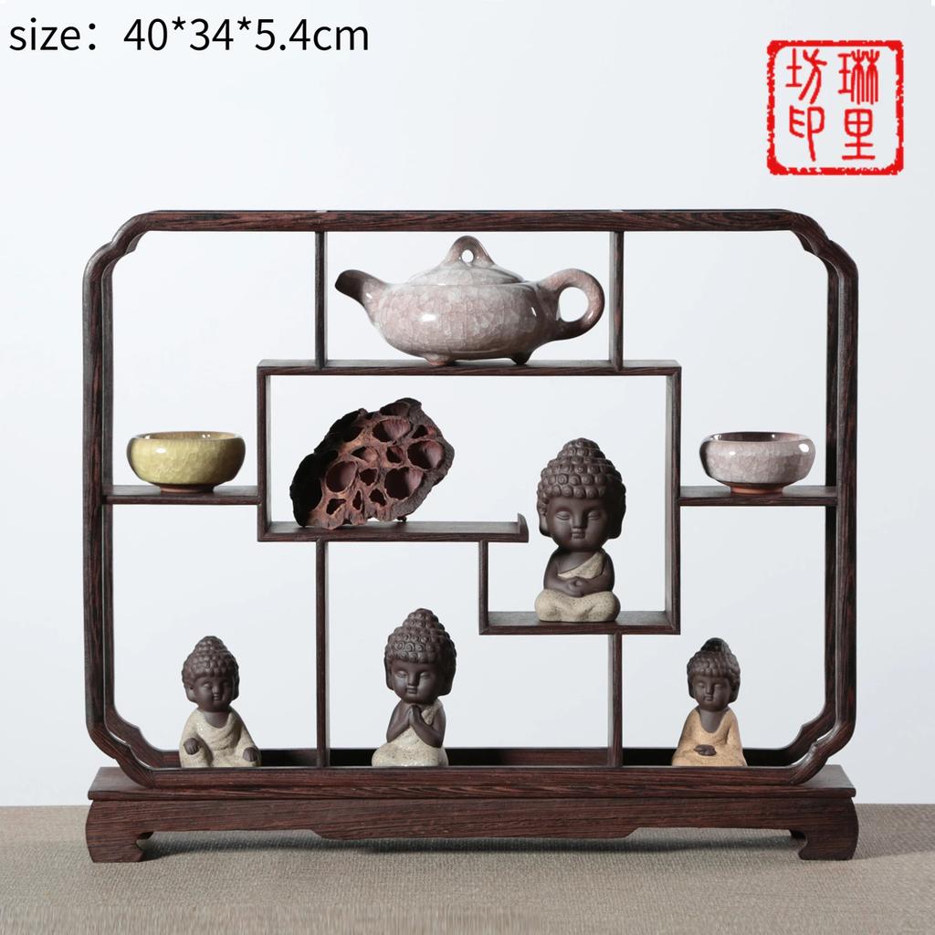 Wooden Carved Display Stand for Kung Fu Teapot & Tea Set - Chinese Craft Home Tea Accessory Decoration