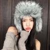 Fluffy Fur Russian Female Earflap Cap Faux Fur Winter Warm Hats For Women Men Y2K Ushanka Hat Russian Hat Beanies Bomber Gorro
