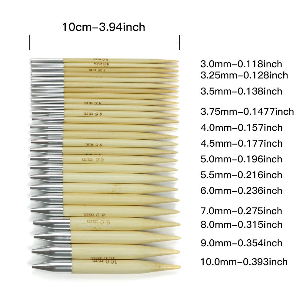 Knitting Tool Bleached White Bamboo Sweater Needle, Hand Removable Ring Needle, Head Changing Ring Bamboo Needle Set