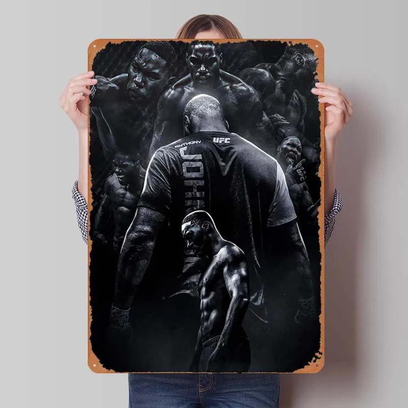 Jon Jones Metallskylt Boxningsposters Spelrumsinredning Man Vintage Plåttskylt Plakett för Väggkonst Dekoration Interiör