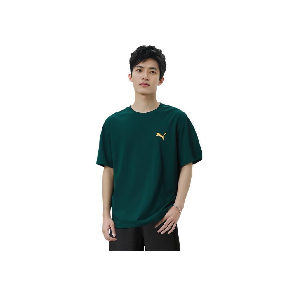 Puma Urban Graphic Logo Round Neck Casual Short Sleeve T-Shirt Men Tops Green 631672-43